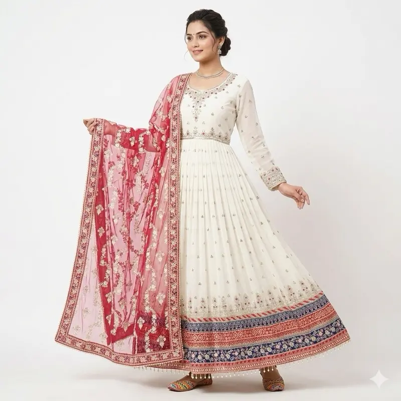 Women's Indian Original Casual 3-Piece Gown Set - Heavy Faux Georgette Fabric, Yellow & Black Embroidery, Sleeve Design, Party Wear Clothes for Lady Summer Occasions, Latkan Border, Sequined Fabric Casual Dresses, Tassel Sleeves, Heavy Embroidery, Dupatta