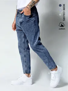 Minimalist men’s nine-tenth (9/10) length denim jeans, Men’s Authentic Comfortable Jeans, Vintage Cement Denim, Classic Five-Pocket Regular Fit, Natural Waist, Button Fly, All Seasons