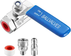 Pressure Washer Ball Valve, 3/8" Quick Connect Shut Off Ball Valve for Power Washer Hose, Stainless Steel, 5000PSI
