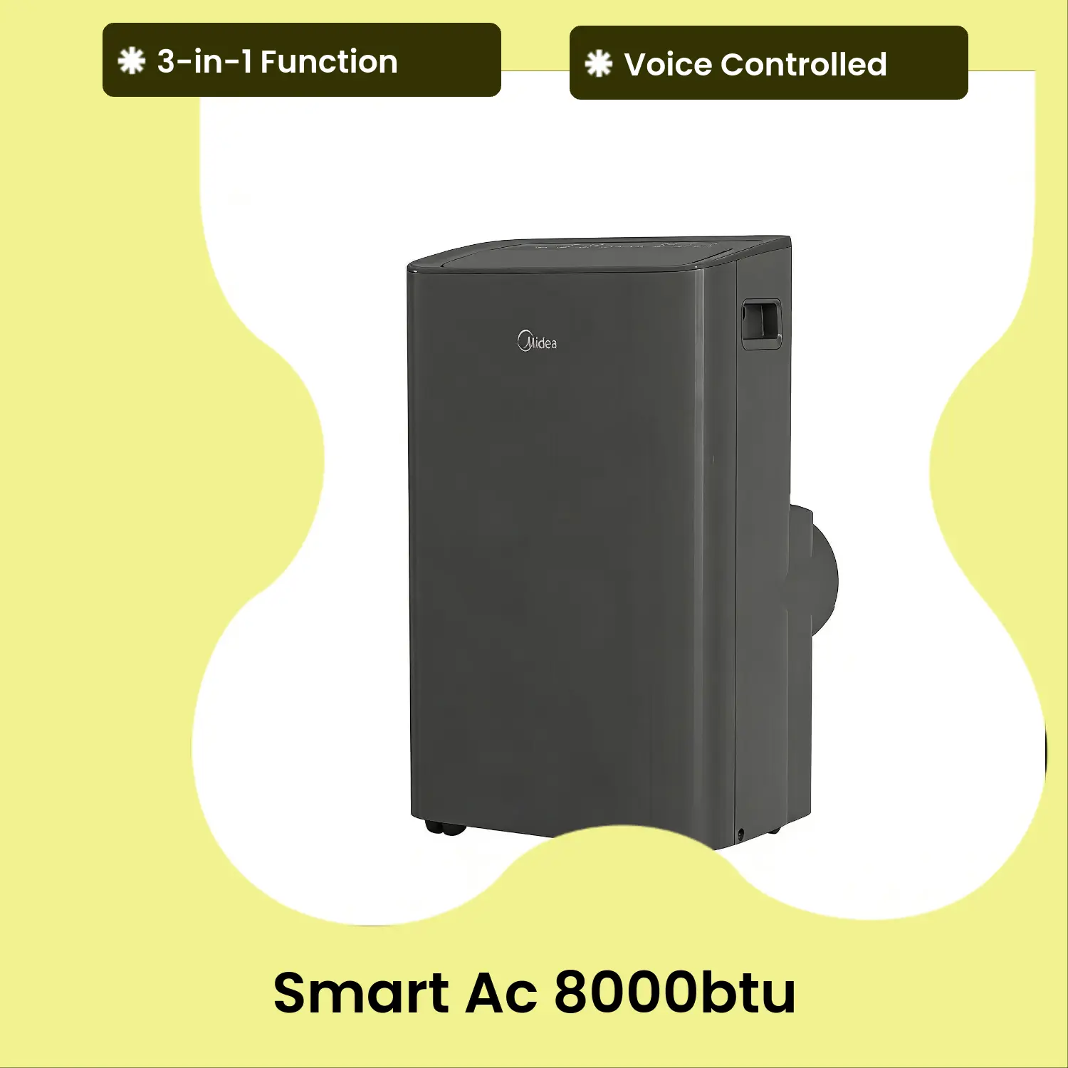 Midea Smart Portable AC 8000 BTU 12K ASHRAE Like New Condition 3-in-1 Cooler Dehumidifier Fan 350 Sq Ft Matter Alexa Google Siri Certified Window Kit Included Mother's Day Sale
