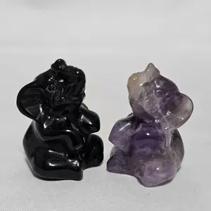 Obsidian or Dream Amethyst Elephant  Protection, Intuition & Good Luck | Hand Carved Crystal Totem