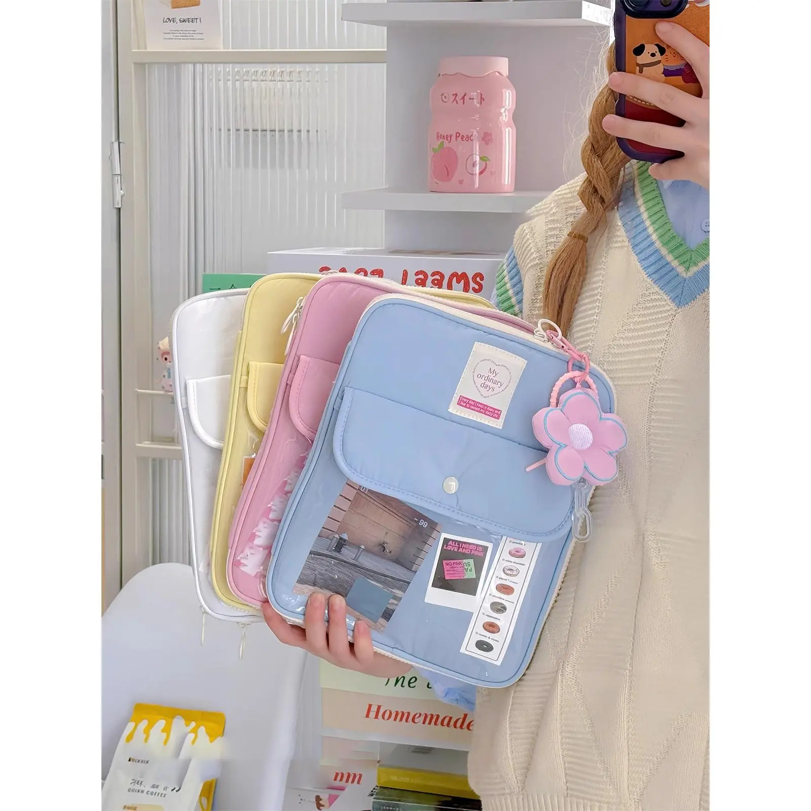 Korean Cute Laptop Sleeve Bag 13.3 14 14.5 Inch For Macbook Air Pro Dell Samsung LG Huawei Ipad 9.7-11 Inch Tablet Pouch