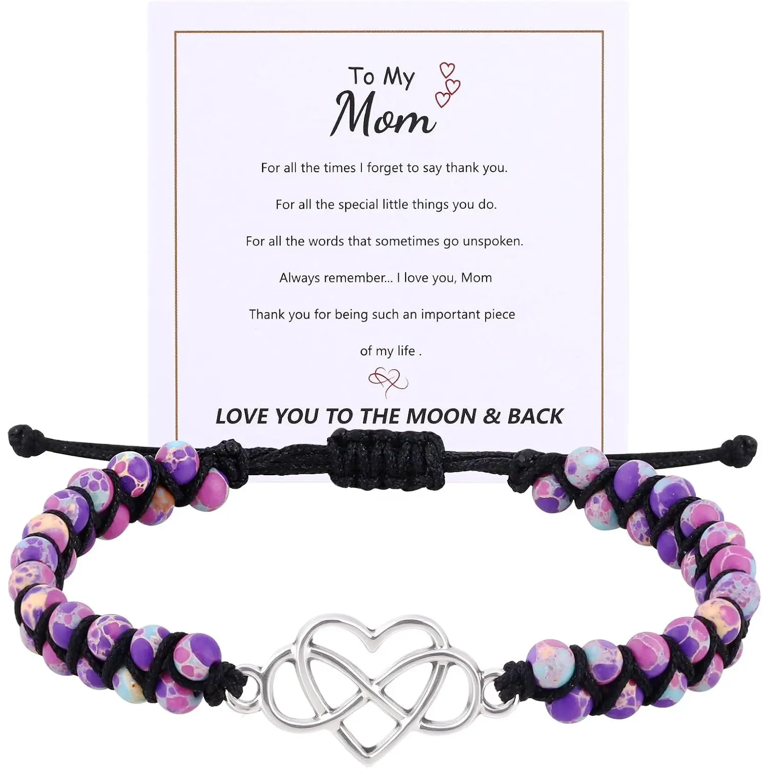Gifts for Women Infinity Love Heart Bracelet Natural Stone Beaded Bracelets Mothers Day Anniversary Graduation Christmas Birthday Gifts for Mom Grandma Daughter Granddaughter Sister Bestie Girlfriend