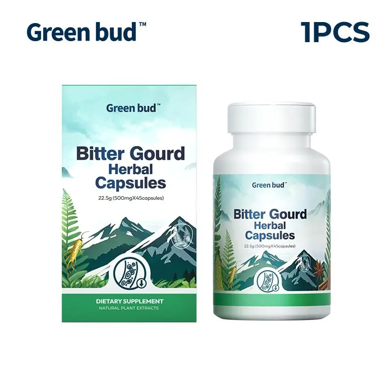 Green Bud 1 Bitter Gourd Herbal Capsules - Natural Dietary Wellness Supplements with Bitter Gourd, Cinnamon, Ginseng, Mulberry Leaf Extracts for Body Support