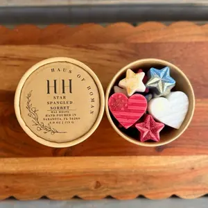 H|H Star Spangled Sorbet Hand Poured Wax Melts Scoops 4.0 oz | 113 G - Colorful Star Shaped Coconut Wax Scoop Cups for Cozy Fragrance