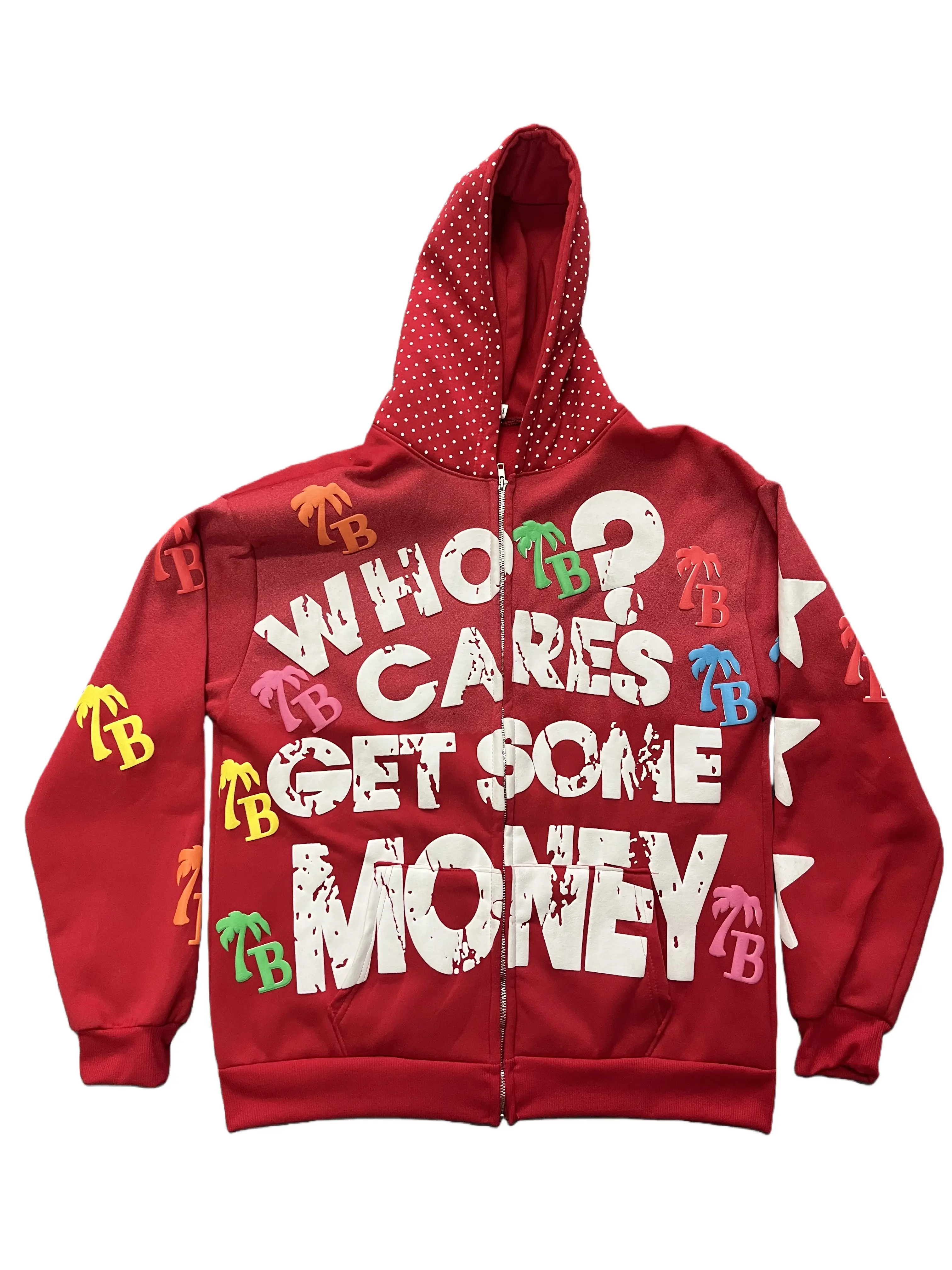 Trendy American-style letter pattern loose and comfortable hooded sweatshirt with zipper closure for men and women, vintage style hoodie jacket top.
