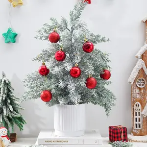 Creative Artificial Christmas Tree Pot Plant, Realistic Desktop Xmas Decor, DIY Indoor Holiday Decoration, No Balls Included