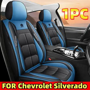 FOR Chevrolet Silverado Full Set Fit 1PC Car Seat Cover Waterproof Wear-Resistant PU Leather Single Front Row Soft Comfortable Dust-Proof All Seasons Protection
