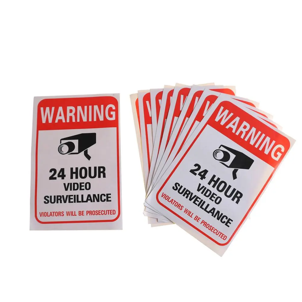 2026 New 5Pcs/lot Wall Sticker 24H Video Camera System Warning Sign Decal Surveillance Monitor Public Area Security For your Cars