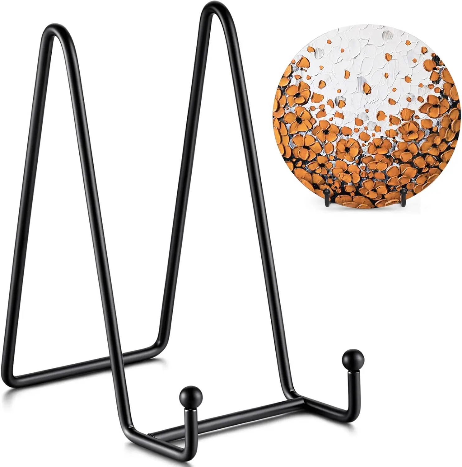 Plate Stands for Display - 6 Inch Stand + Metal Frame holder stand Picture, Decorative Plate, Book, Photo Easel (2 Pack)