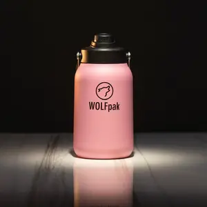 64oz Flask Pink Black Letters