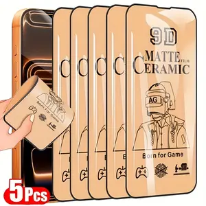 5 Matte Ceramic Screen Protectors for iPhone 17 Pro Max/air/16/16e/16 Pro Max/15/14/11/13/12/11/pro Max/plus/x/XS/XS Max/XR, Anti-Glare & Fingerprint Resistant