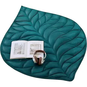 7 lb (approx. 3.2 kg), 41″ × 53″ luxury soft weighted lap blanket for adults, portable travel leaf-pattern weighted throw blanket for relaxation, all-season use, machine washable, light green
