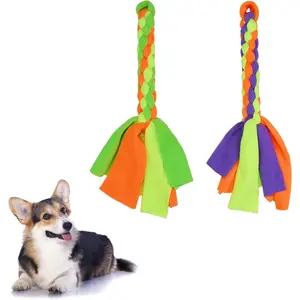 2 Pack Dog Fleece Rope Toy - Tug of War Rope,Interactive Dog Toys,Dog Flirt Pole Replacement Toys for Chase, Chew & Exercise & Training