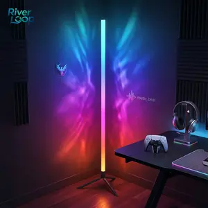 Viral 172 LEDs Bright Smart RGBICW Corner Floor Lamp, 16 Million DIY Colors, 68+ Scene Modes, Music Sync, App & Remote Control, Timer Setting, Color Changing Ambient Light for Gaming Room Setup, Gamer Bedroom Decor, Immersive Gaming Experience