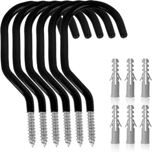 6 Pack Heavy Duty Bike Hook, 6 inches, Capacity 100 LBS, Bike Hooks for Garage Wall and Bike Hooks for Garage Ceiling