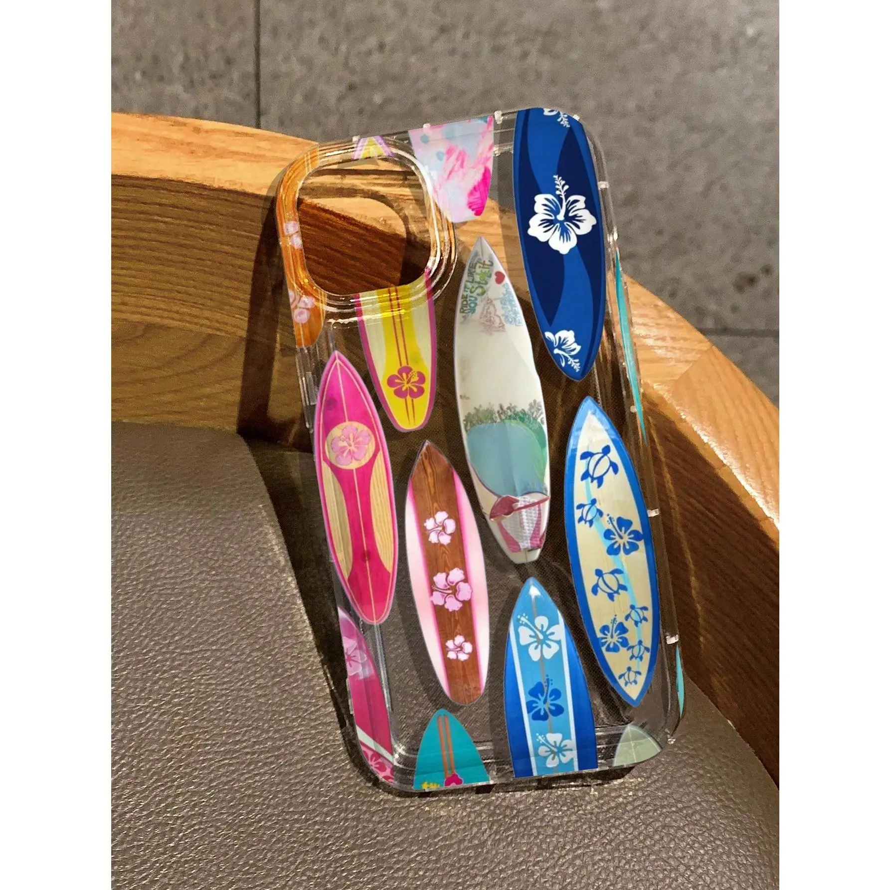 Floral surfboard pattern transparent phone case, compatible with Apple iPhone 17/16/15/14/13/12/11/X/XS/XS Max. A perfect holiday gift for friends, family, and yourself., Flower, Cover, Accessories, Smartphone tiktokshopbacktoschool
