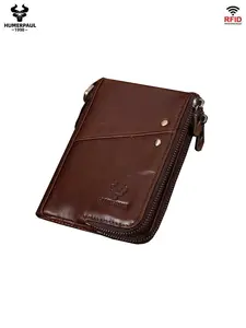 HUMERPAUL Men's Dual-Fold Coin Purse with Chain, Easy Carry Large Capacity Multi-Functional Wallet, Multiple Card Slots Bp852