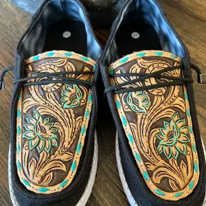 Tooled leather shoes