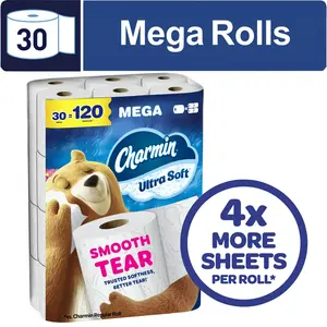Charmin Ultra Soft Toilet Paper, 30 Mega Rolls, 2-Ply Bath Tissue