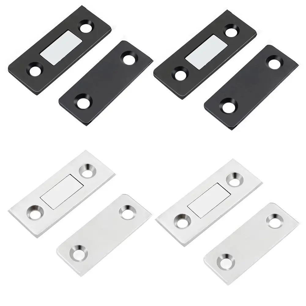 Ultra-thin, silent two-piece set with powerful magnetic door closers, no-drill cabinet door locks, anti-pinch design, universal closing device, anti-collision buffer, durable, rust-proof, and concealed door closers.