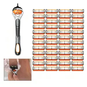 48Pcs Razor Blades for Men With 1 Handle Comfort Glide Razor Handle Men Razor Blade Close Comfortable Durable Sharp Shave