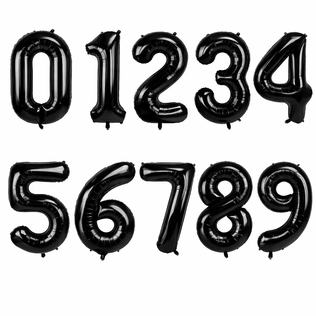 40 Inch Extra Large Black Number Balloons 0-9, Foil Mylar Helium Balloons for 16 18 21 30 40 50 Birthday Party Decor, Graduation Backdrop, Anniversary, Photo Booth Props