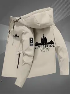 New Spring Fall Couple Liverpool Print Jacket, Unisex All-Weather Windproof Outdoor Hiking Coat, Casual Fitted Style