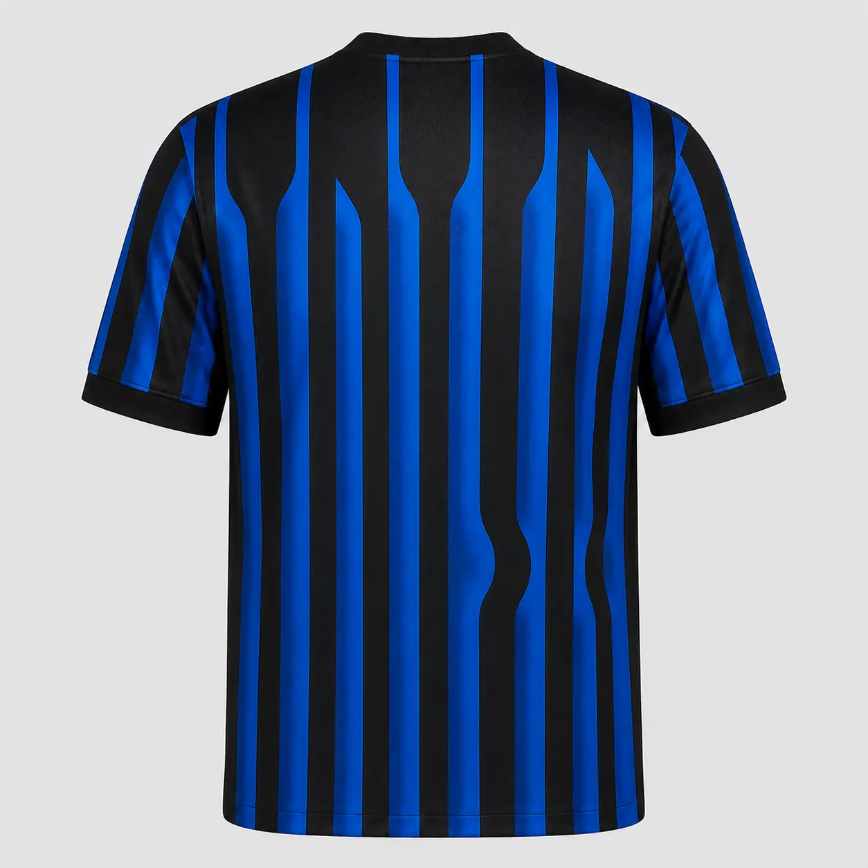 Milan Blue Black Striped Soccer Jersey – Unisex Short Sleeve Football Shirt, Full-Detail Fan Top, Breathable Match Day and Training Sportswear for Men and Women