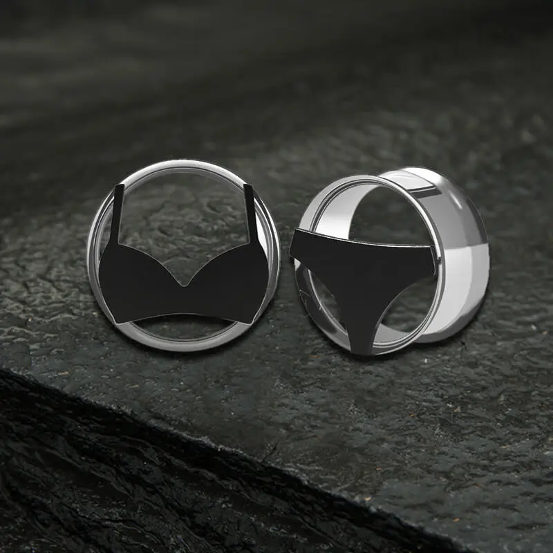 GTHIC Bold Fashion Stainless Steel Jewelry Ear Gauges, Exaggerated Underwear Design, Multi-Size, Secure and Irritation-Free Casual Daily Wear Accessories, Plug Earrings
