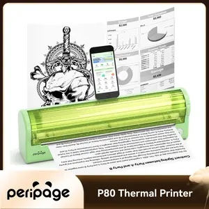 PeriPage P80 Portable A4 Thermal Printer Wireless For Travel,Bluetooth Printer Inkless Mobile Printer For Office Home (Green 304DPI)