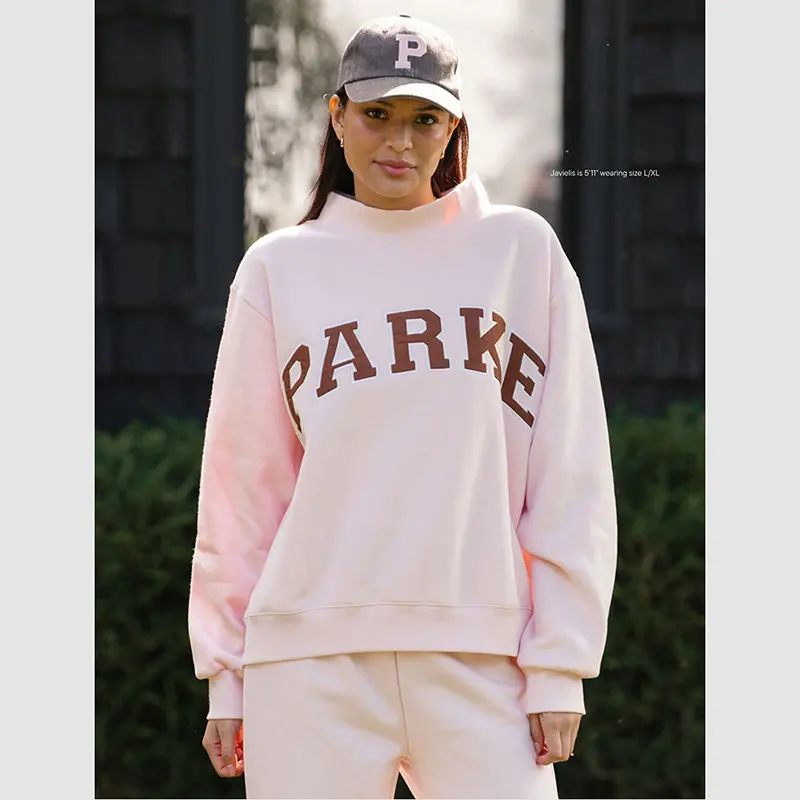 2025 Winter New Women's Blush Pink Soft Oversized Loose Knit Cotton Hoodie Dress - Aesthetic Parke Letter Patch Embroidered, Casual Style Party Accessory Piece for Leggings, Jeans