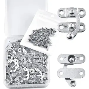 40 Pieces Silver Thickened Solid Antique Jewelry Box Hardware Latch Hook Hasp Lock Clasp for Wooden Jewelry Box with 160 Replacement Screws
