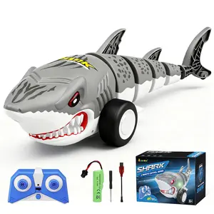 Remote Control Shark Toys, RC Shark Cars With Led Light, Rechargeable RC Robot Toy, 360° Rotating & Swinging Tail, Gift for Remote Control Enthusiasts