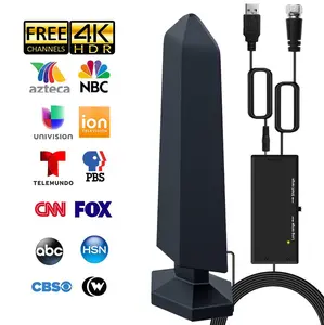 HWU Digital HDTV Antenna Long Range Amplified TV Antenna with Signal Booster, 360° Reception Support 4K 1080P for Free Local Channels, Indoor Outdoor Smart TV Antenna
