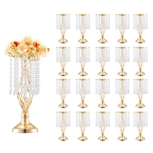 【SummerFinds】VEVOR 20PCS 43cm/16.9” Tall Crystal Wedding Flower Stand,  Metal Wedding Centerpiece Vase, Gold Flower Holders Floral Display Rack for Tables Wedding Dinner Party, Ceremony Birthday Event Decor