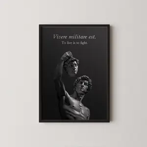 Stoic Latin Phrase: Vivere Militare Est, Inspirational Seneca Quote Wall Art