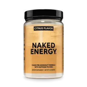Naked Energy - Citrus Pre Workout Supplement - 30 Servings - Vegan Formula for Energy Strength & Power with Creatine, Arginine & Beta-Alanine - No Additives or Artificial Sweeteners