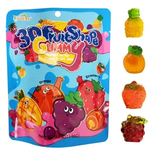 (Pack of 3) Apexy 3D Fruit Shaped Gummies With Center Filled Fruit Flavor Jam, Assorted Flavors, Gummy Candy Fruit Snacks, Great For Party or Cupcake Toppers, Individually Wrapped 3.03oz (Pack of 3) Sweet