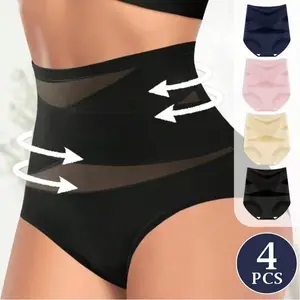 Women's Sheer Sexy HighFathersDavGift WaistShapewear Panty ,Burr basketsShaper Firm Control Stomach Girdle CompressionSexy Comfort Simple Minimalist Piece Style Plus Size High-Waisted Cotton Underwear letter print brief Cotton Women's Panties Pack