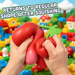 Giant Cherry Stress Relief Toy, Squeeze Toy, Soft Squishy Fidget Toy, Travel & Classroom Toy, Birthday Gift, Perfect Present