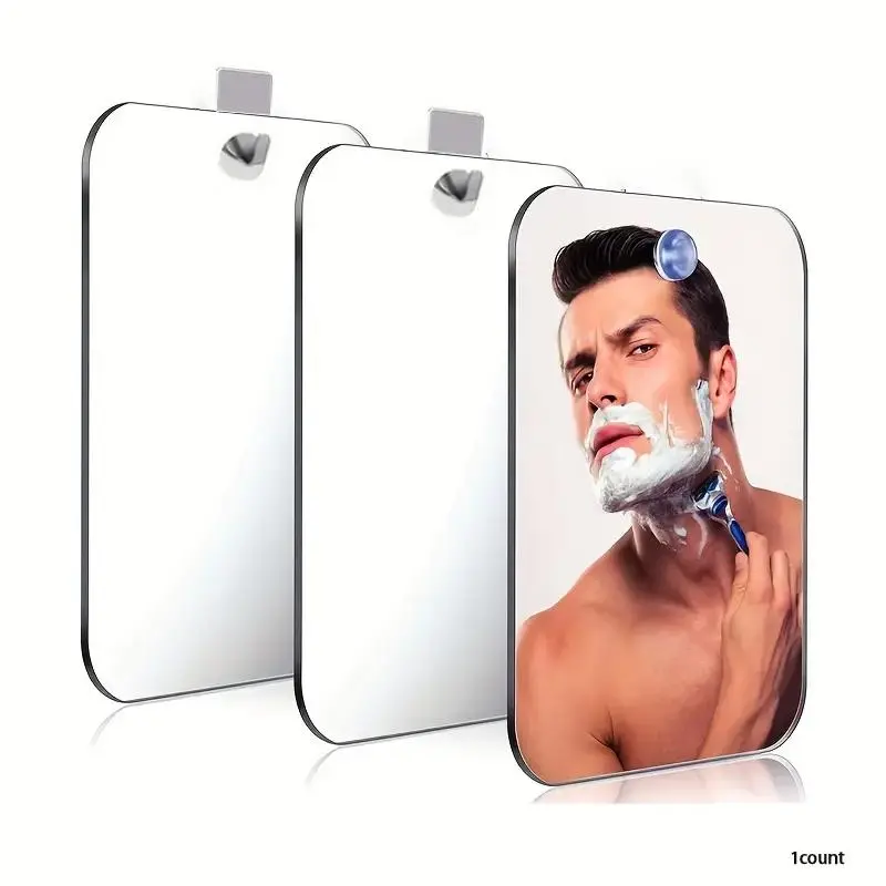 1 Piece Bathroom Shower Mirror, Portable Handheld Mirror, Frameless Anti-fog Shower Mirror, Wall Hanging Rectangle Mirror for Showering, Applying Makeup and Shaving, Adjustable Mirror, Bathroom Mirrors