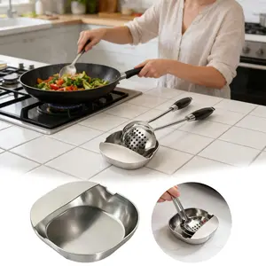 3 PCS Stainless Steel Spoon Rest & Multipurpose Kitchen Utensil Holder, Soup Ladle Tray, Tabletop Organizer for Cooking, Serving Snacks, Fruits, Sauce, Soup, Home