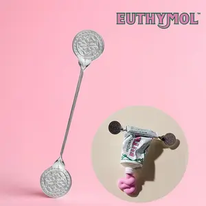 Euthymol Stainless Steel Tube Squeezer (Silver/Gold) – Easy Squeeze Tool for Toothpaste & Cream Tubes, Korean Oral Care