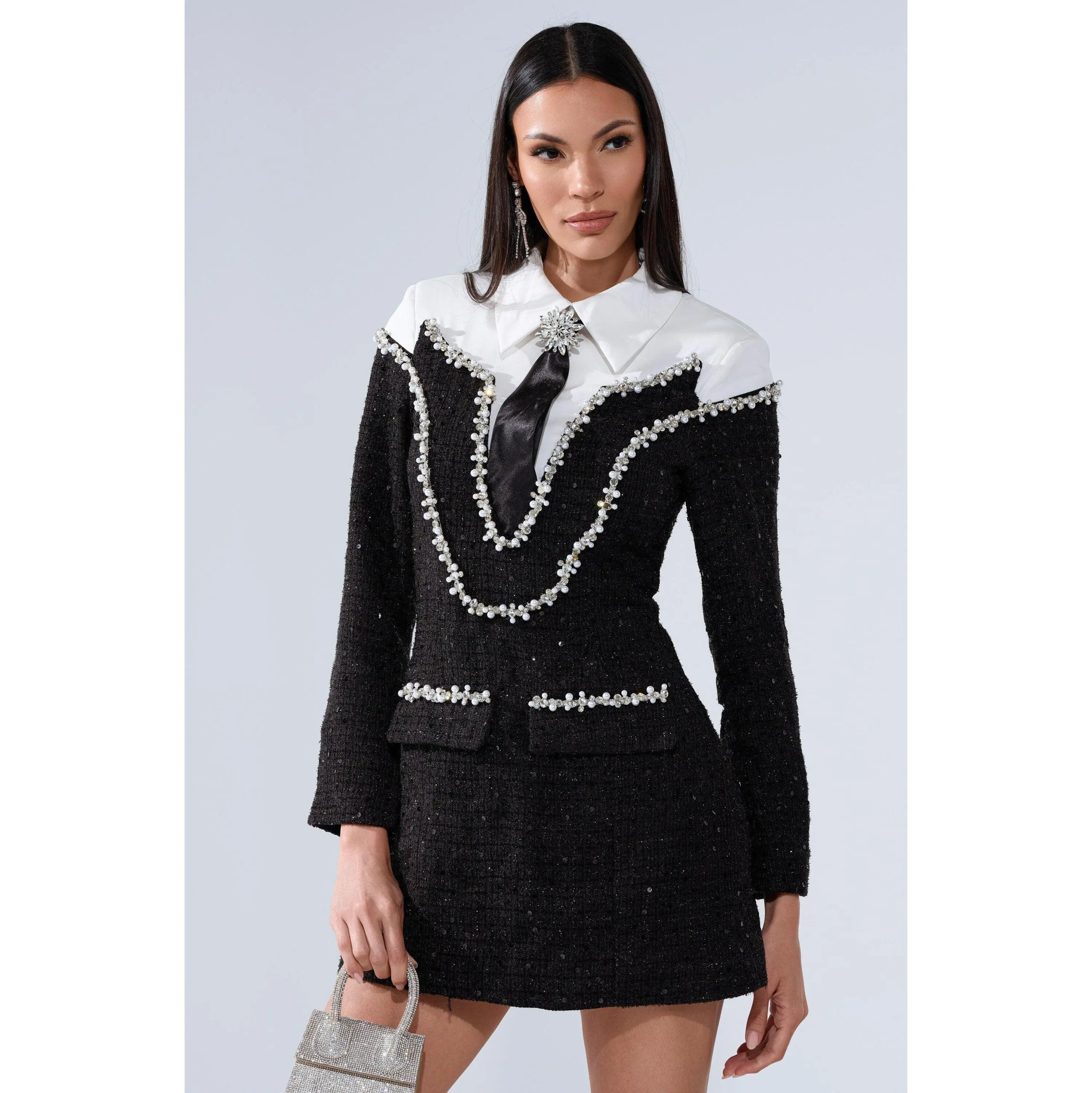 HIGH CLASS MINI DRESS WITH A TIE
