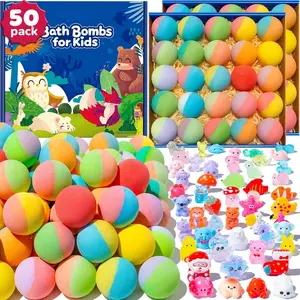 50 Pack Bath Bombs for Kids with Surprise Inside, Some Glow-in-The-Dark Toys, Natural Kid-Safe Handmade Fizzy Bath Balls, Fun Gift Set for Boys & Girls, Great for Christmas or 2025 Advent Calendar outdoorfun
