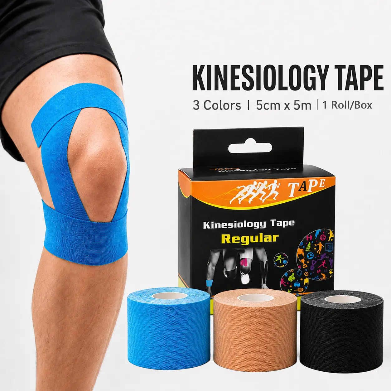 High-Quality Athletic Kinesiology Cotton Tape - Waterproof, Sweat-Resistant, Skin-Friendly, Breathable Care, Flexible Support for Knee Pain Relief, Sprain Care, Shoulder Tape, Outdoor Sport Injury Management & Prevention, Athletic Tape For Sports