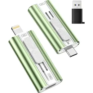 256GB Flash Drive Intended for Phone, USB External Memory Stick Storage Backup for Photos Videos, Plug and Play No APP Required, Compatible with  iPad Android and PCs (1 Pack-Green)