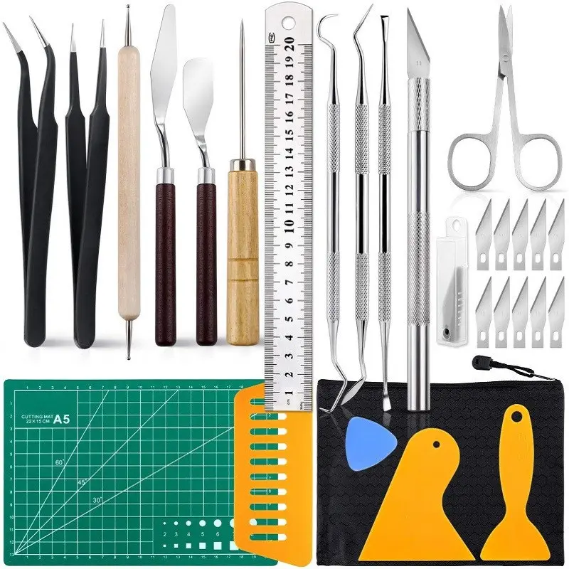 28PCS Scrapbooking Tools Vinyl Weeding Tools Set DIY Crafting, Handcraft Art Carving Embossing and Scrapbooking Tools Beginner Kit for DIY Paper Cutting, Scrapbooking, Card Making and Craft Projects