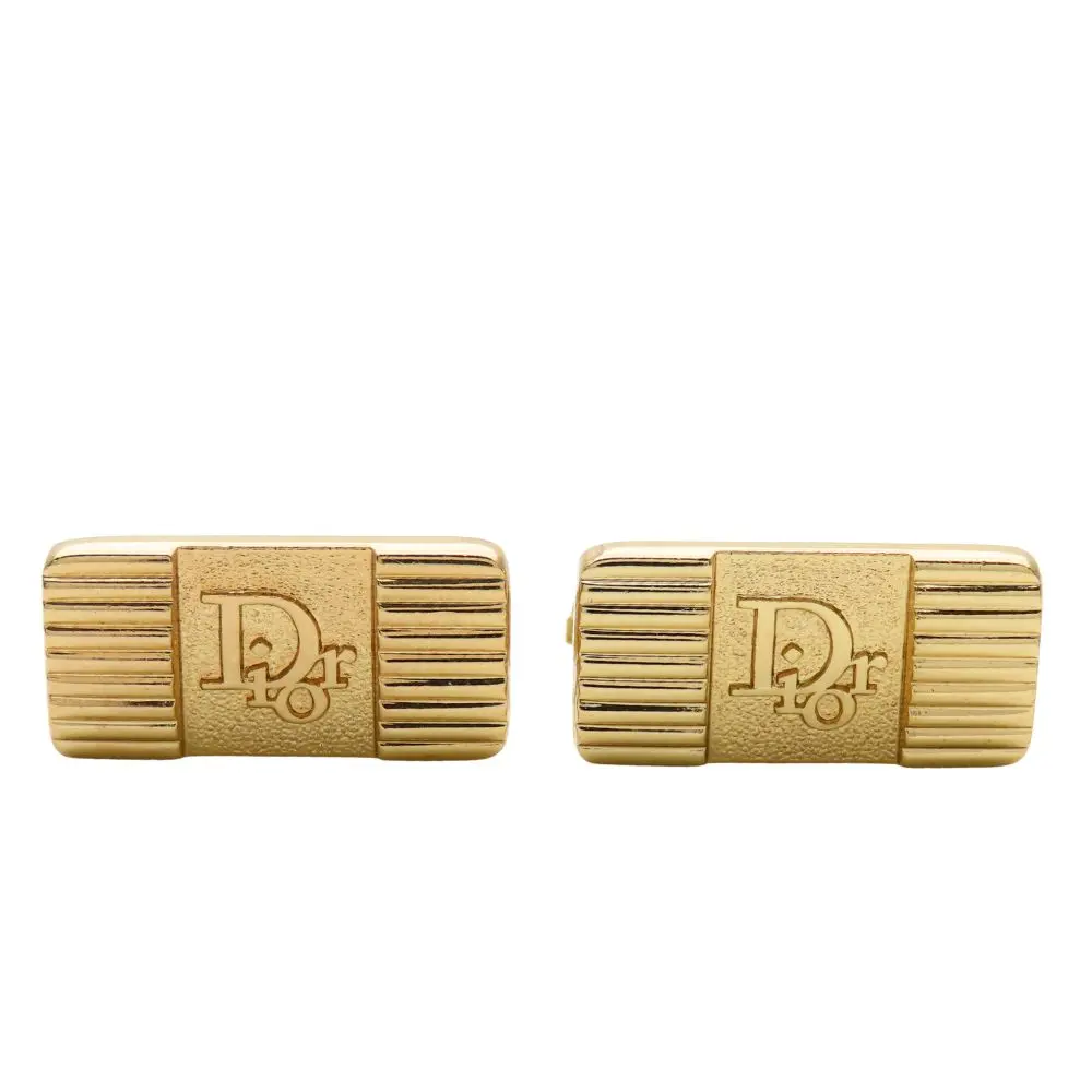 Pre-owned Dior Gold-plated Small Leather Goods Christian Logo Cufflinks